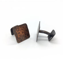 Load image into Gallery viewer, Square Pebble Copper Cuff Links