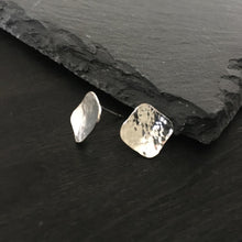 Load image into Gallery viewer, Forged Square Silver Studs