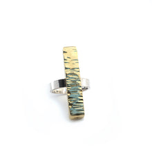 Load image into Gallery viewer, Textured Brass Bar Statement Ring