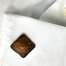 Load image into Gallery viewer, Square Pebble Copper Cuff Links