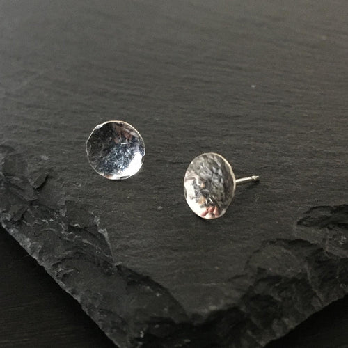 Hammered Silver Circle Studs