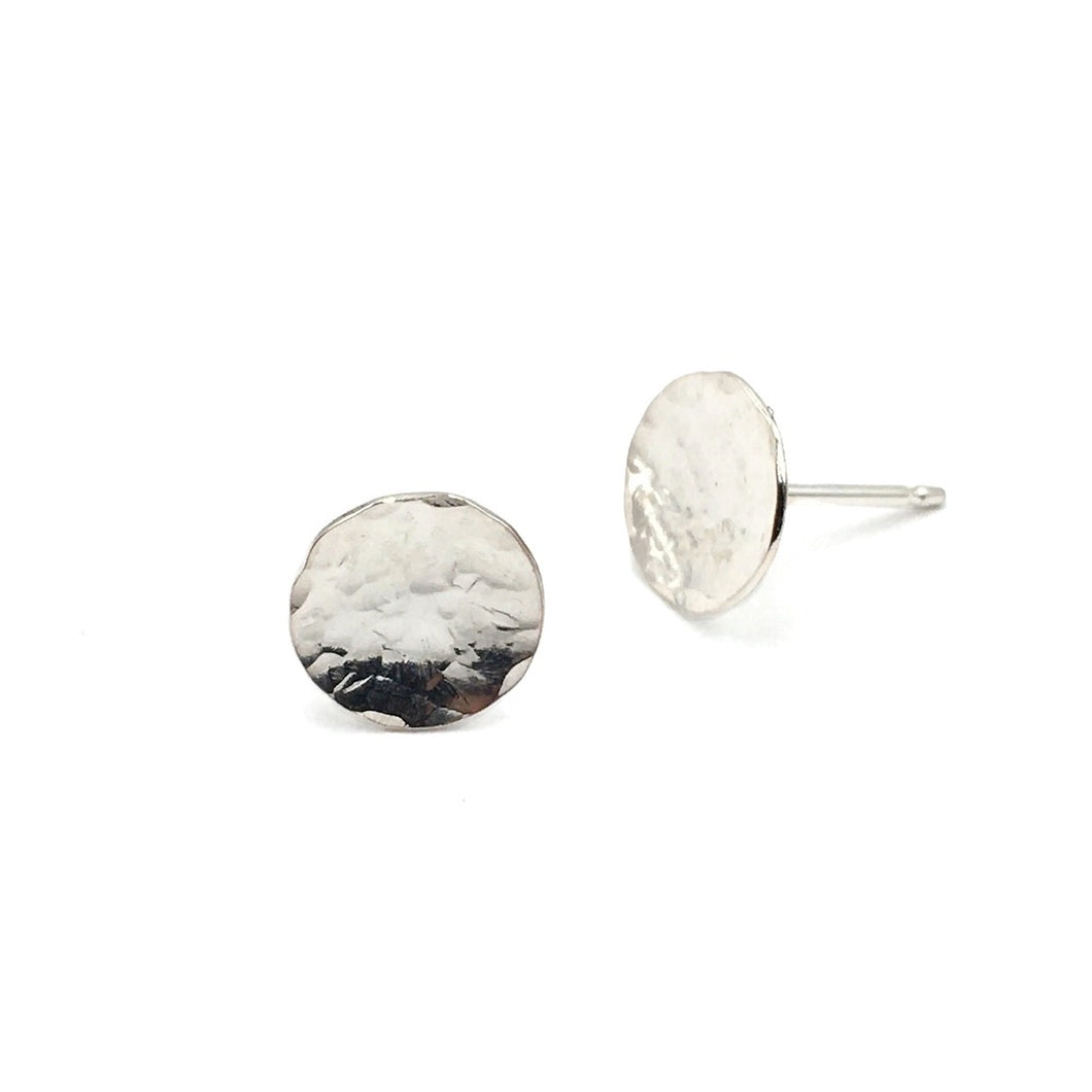 Hammered Silver Circle Studs